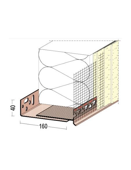 Montážny uhlový profil WDVS 40 x 160 mm - 2,00 m
