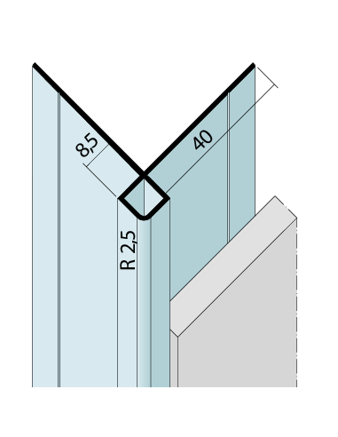 Rohový profil na prevetrávanú fasádu hliníkový